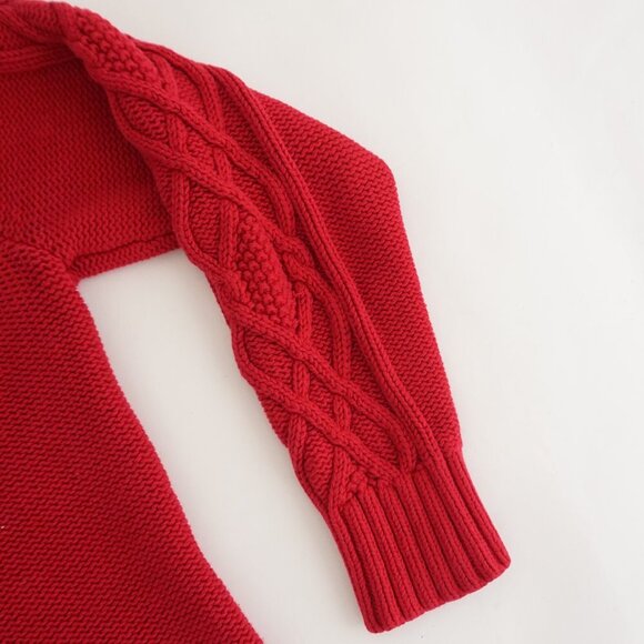 Eddie Bauer Red Knit Cotton Blend Cable Knit Fisherman Turtleneck Sweater Xl - Picture 5 of 10